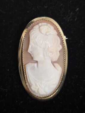 Vtg Catamore Shell Cameo Brooch 12K Gold Filled Hand Carved 1/20 12K GF Pin